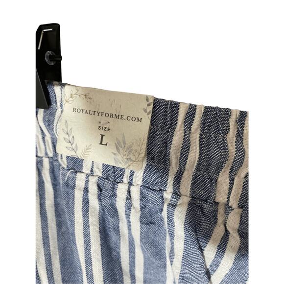 NWT Royalty for Me Large Casual Breton Striped Cotton Pants Wide Leg Trousers - Picture 4 of 7